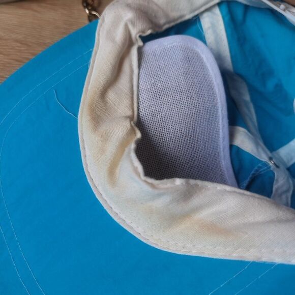 Blue Nylon 80s 90s Snapback Trucker Hat Neon Vintage Baseball Hat Cap - Picture 4 of 4